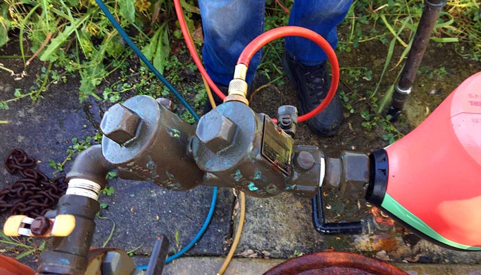 Testing a 3/4" fire bypass backflow preventer